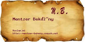 Mentzer Bekény névjegykártya